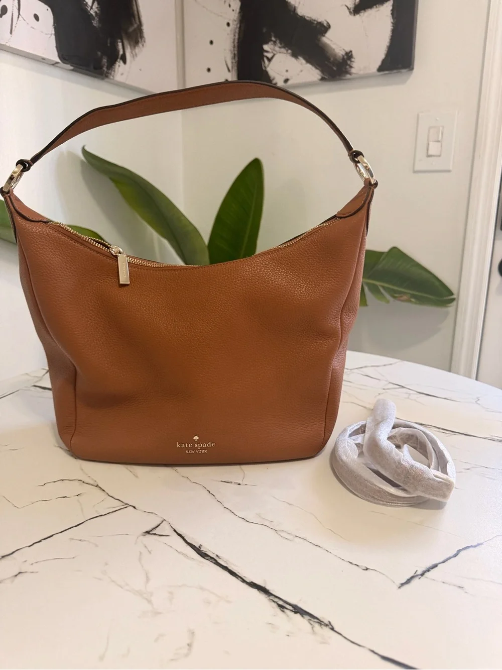 kate spade Cognac Pebbled Leather Shoulder Hobo